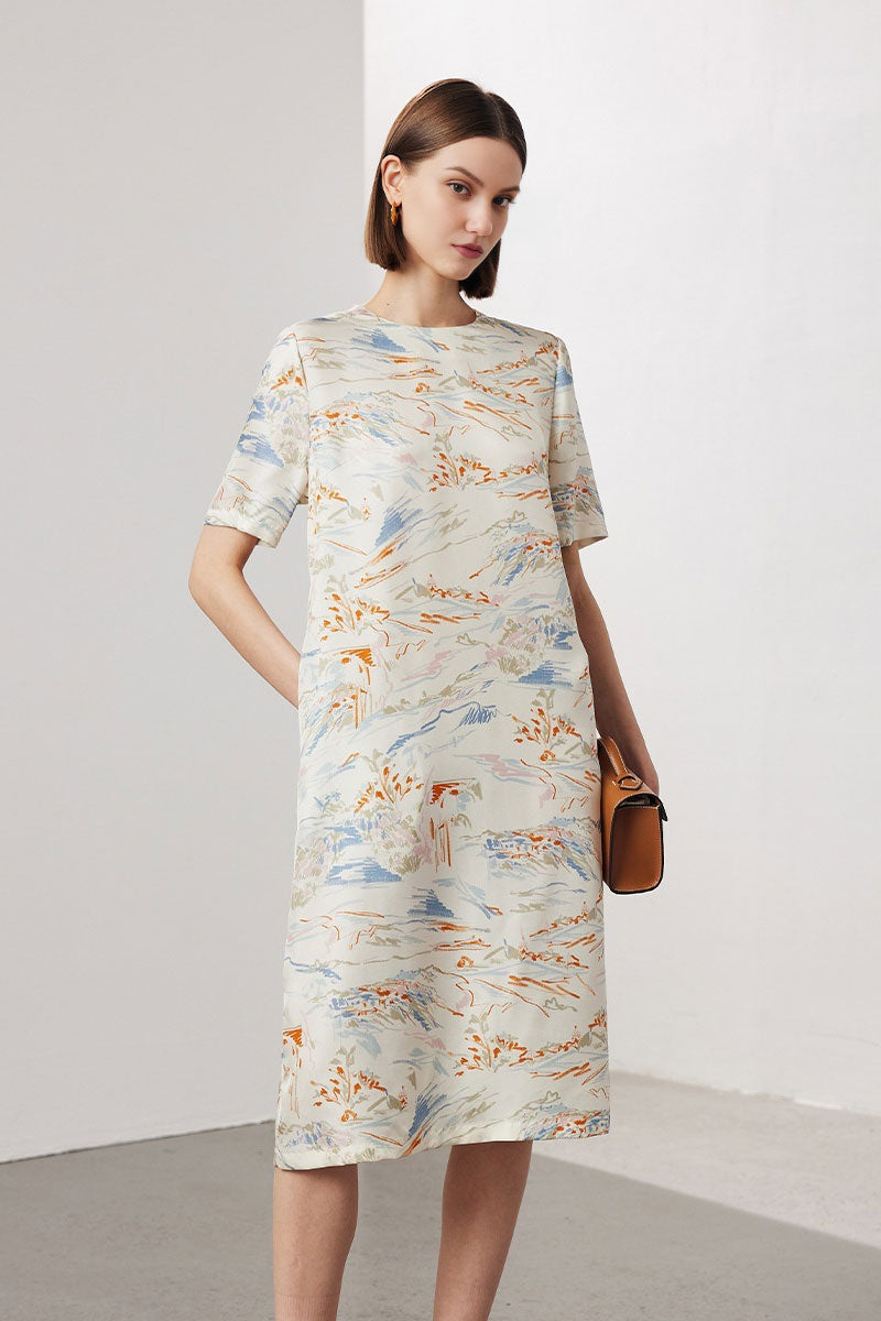 midi t-shirt dress with pockets Beige Pocket Front Midi T-Shirt Dress