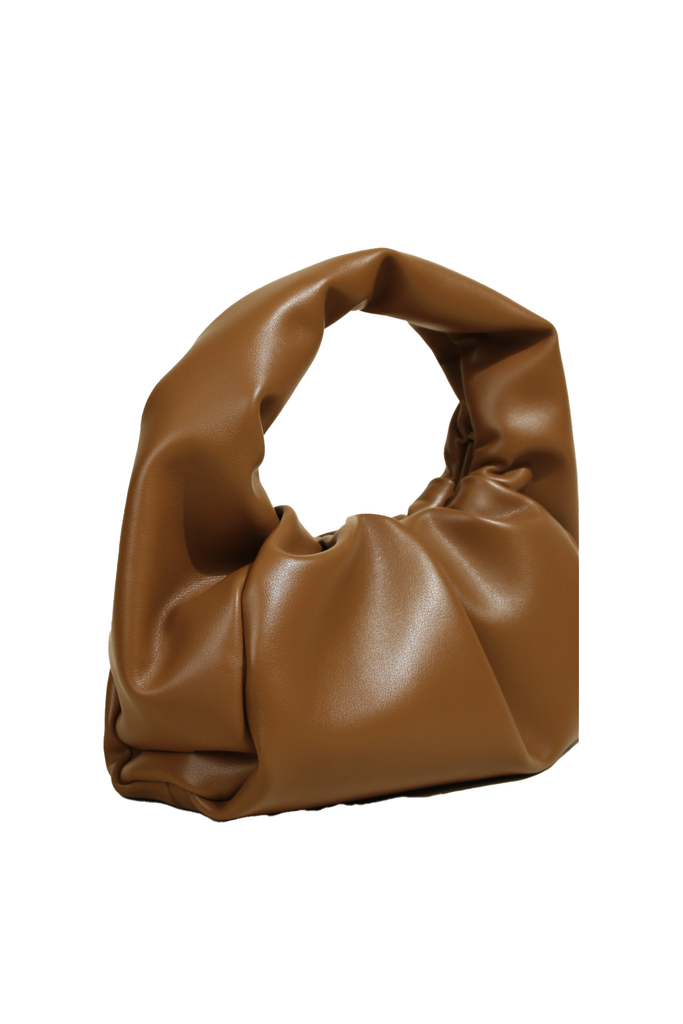 Brown Leather Designer Croissant Handbag - Fibflx