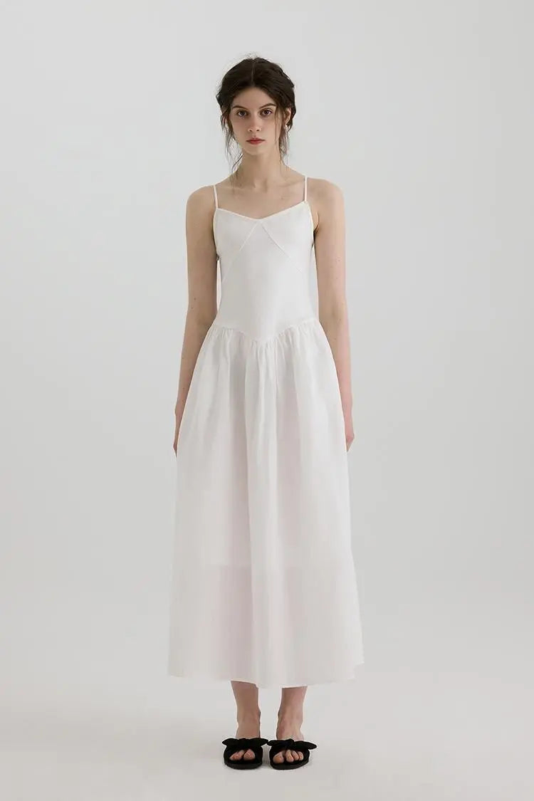 Fit and Flare Cotton Midi Dress with Side Pockets M / White / 96.4% Cotton 3.6% Spandex Fit and Flare Cotton Midi Dress with Side Pockets M / White / 96.4% Cotton 3.6% Spandex