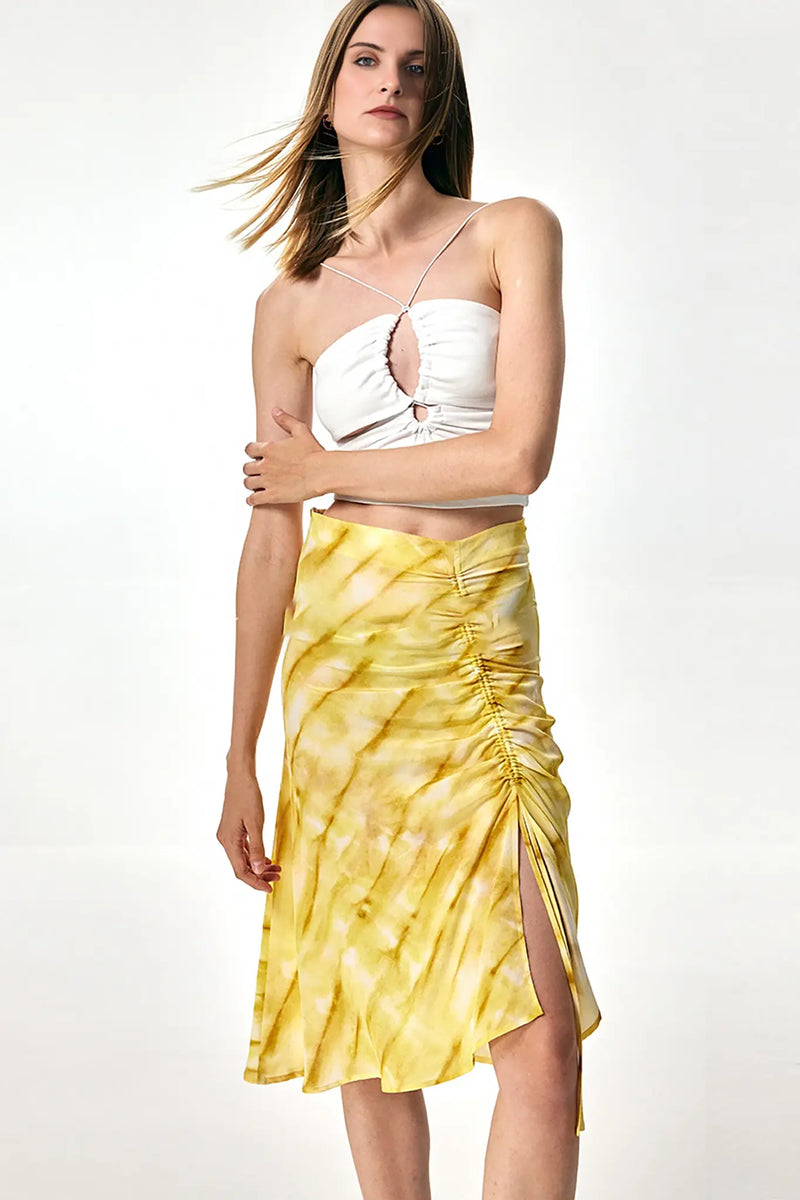 Drawstring silk skirt hot sale