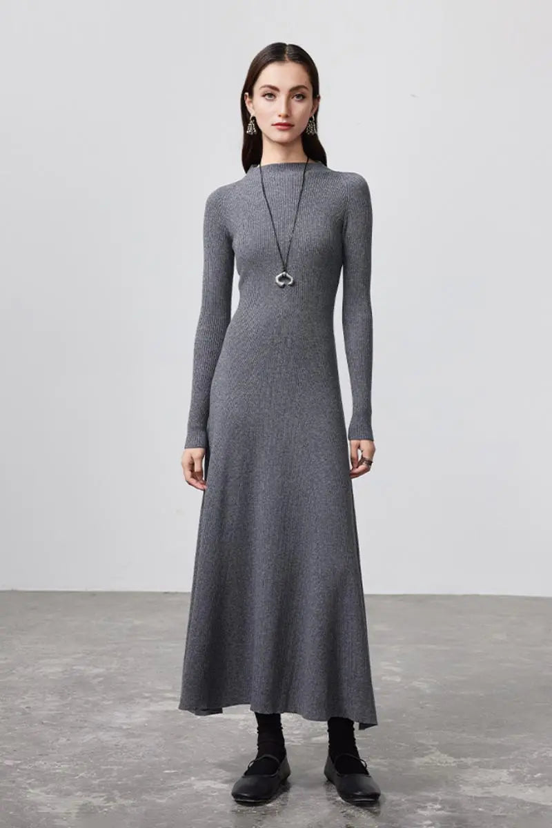 green emerald velvet dress Women's Merino Wool Fit & Flare Dress main image 1