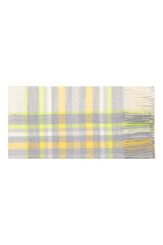 Mimic Cashmere Colorful Plaid Fringe Blanket Scarf - Fibflx