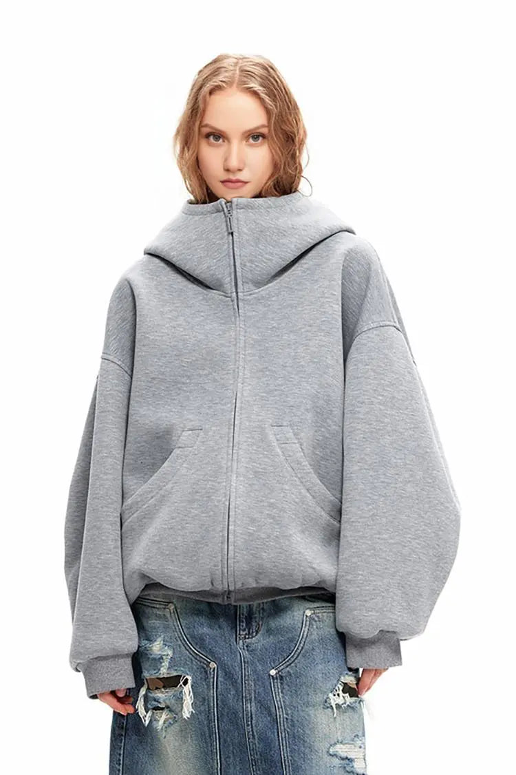 Fibflx Women's Oversized Zip Up Hoodie | Available in Black & Grey