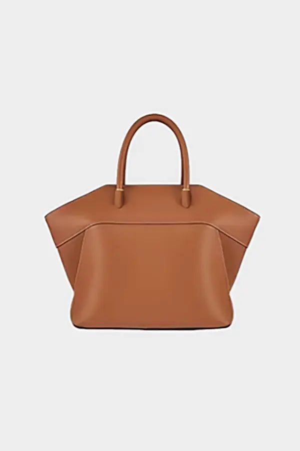 Soft Leather Top Handle Trapezoid Handbag Fibflx