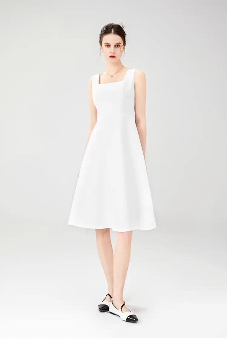 square neck dress white Shellie Neckline Halter Maxi sophisticated look Command attention at your next formal occasion in this striking corset dress Janelle Midi Cocktail Party Dress
