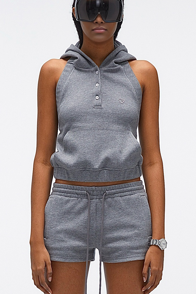 Fibflx Women's Open Back Sleeveless Hoodie