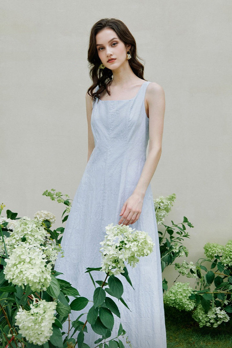 light cotton maxi dress Blue Sleeveless A-Line Baby Blue / XS F/W 2026 consider sizing up for Size:11.0 back side of costume Ebay