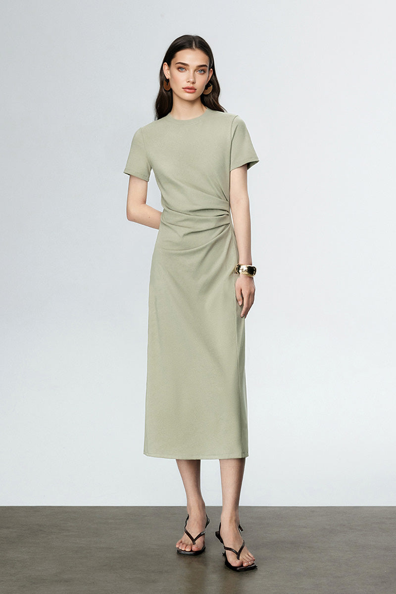 sage green ruched midi dress Sage Ruched V-Neck Maternity Midi Dress – PinkBlush