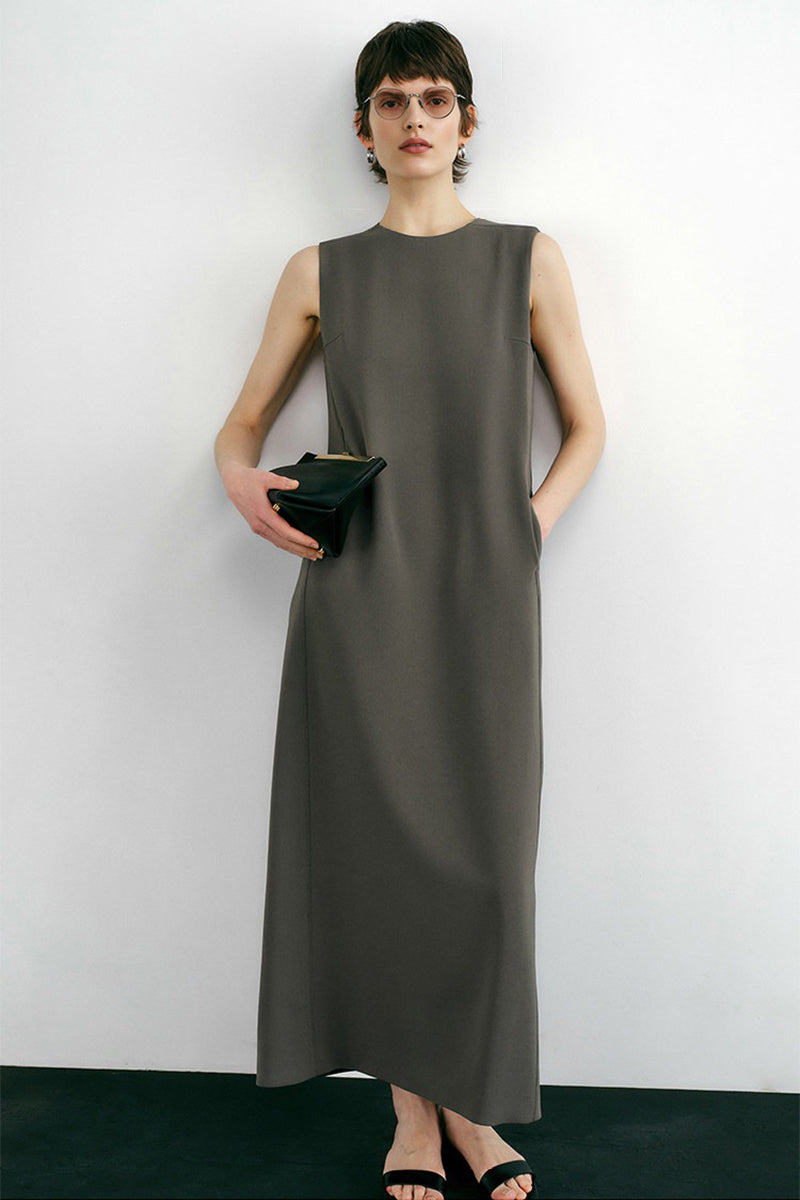 Sleeveless Triacetate Maxi Shift Dress | Summer Casual