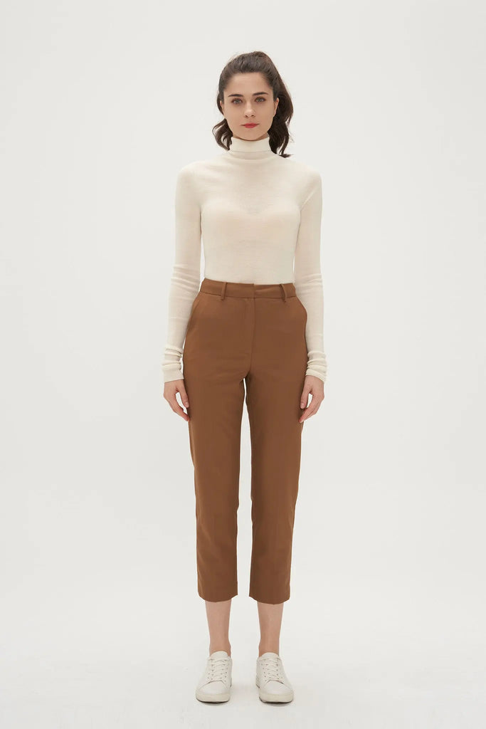 Fibflx Women's Slim Seamless Wool Turtleneck Sweater