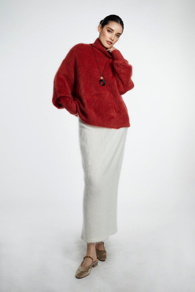 Chunky Brushed Cashmere Sequined Marled Turtleneck Sweater  Fibflx