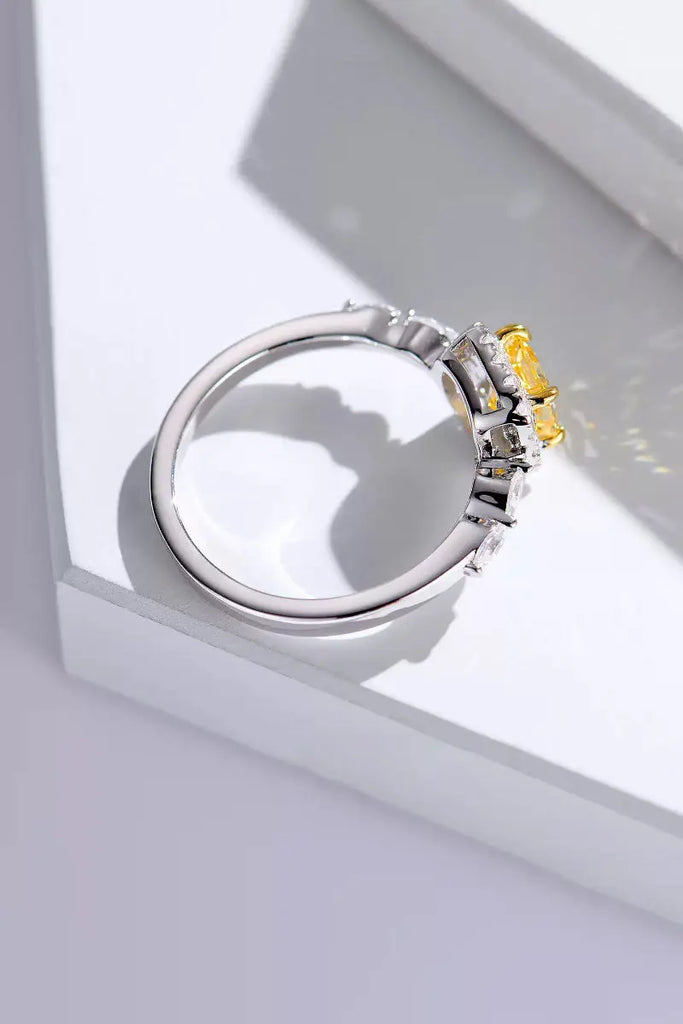 Fibflx Women's 1 Carat Moissanite Cushion Halo Ring in Rhodium Plated Sterling Silver