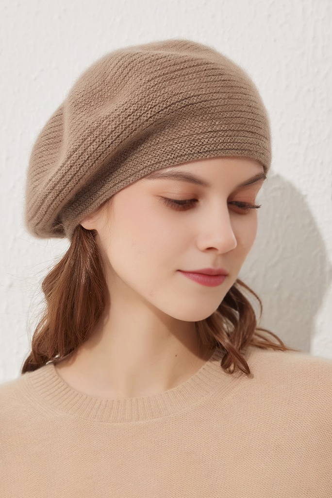 Fibflx Women's 100 Cashmere  French Beret Hats