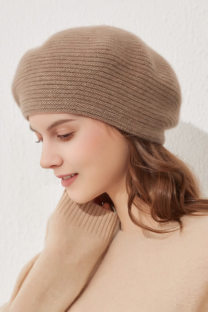 Fibflx Women's 100 Cashmere  French Beret Hats