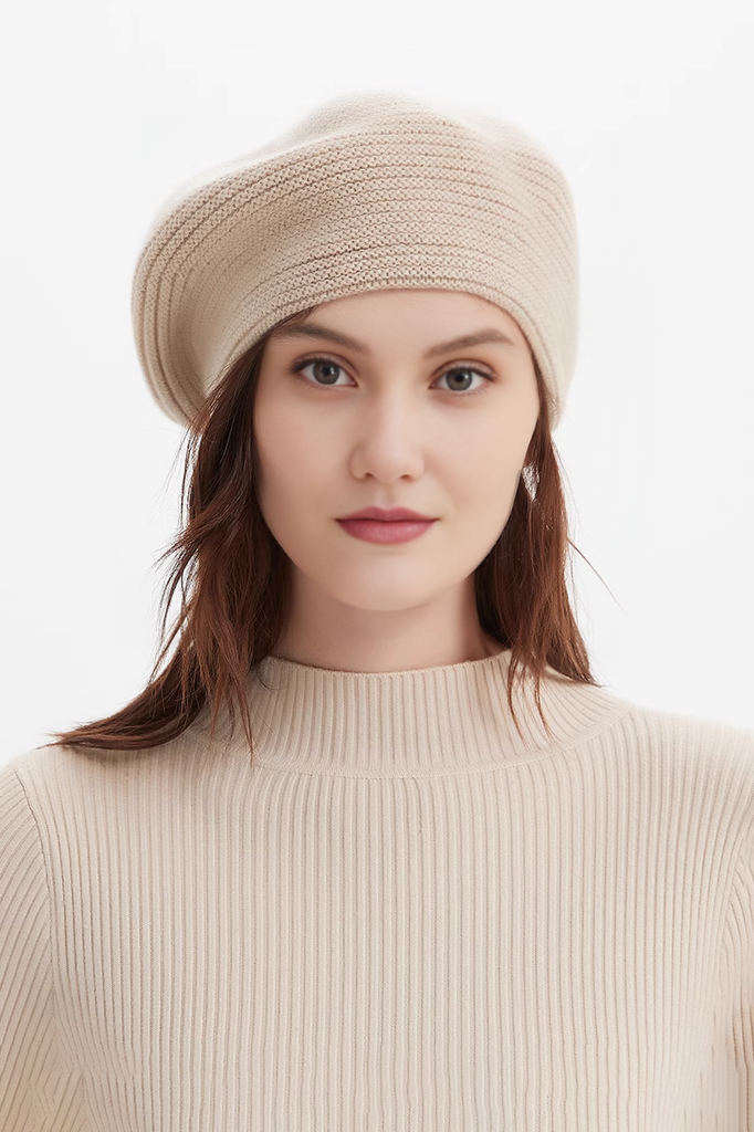 Fibflx Women's 100 Cashmere  French Beret Hats