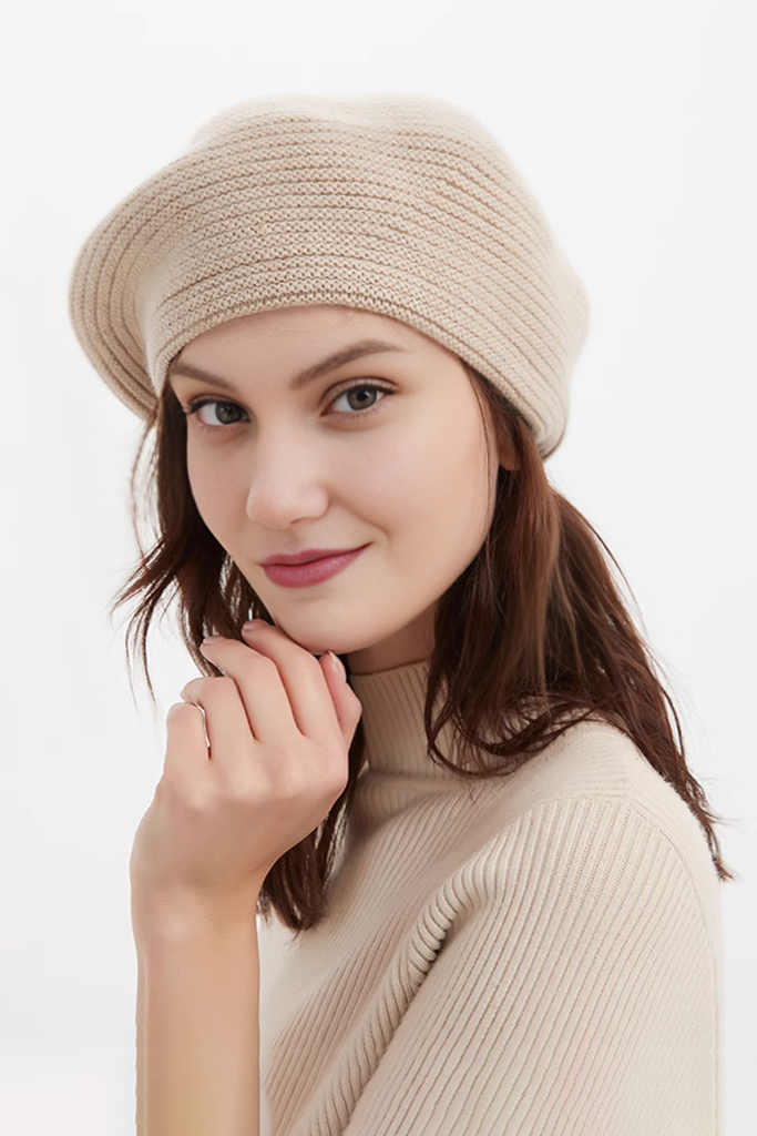 Fibflx Women's 100 Cashmere  French Beret Hats