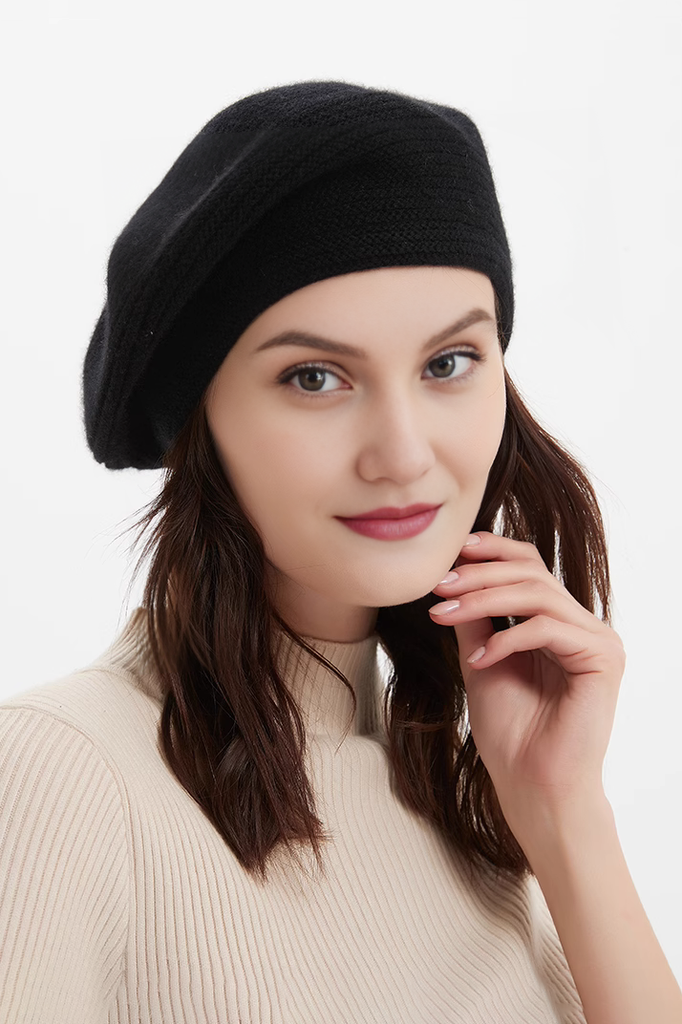 Fibflx Women's 100 Cashmere  French Beret Hats