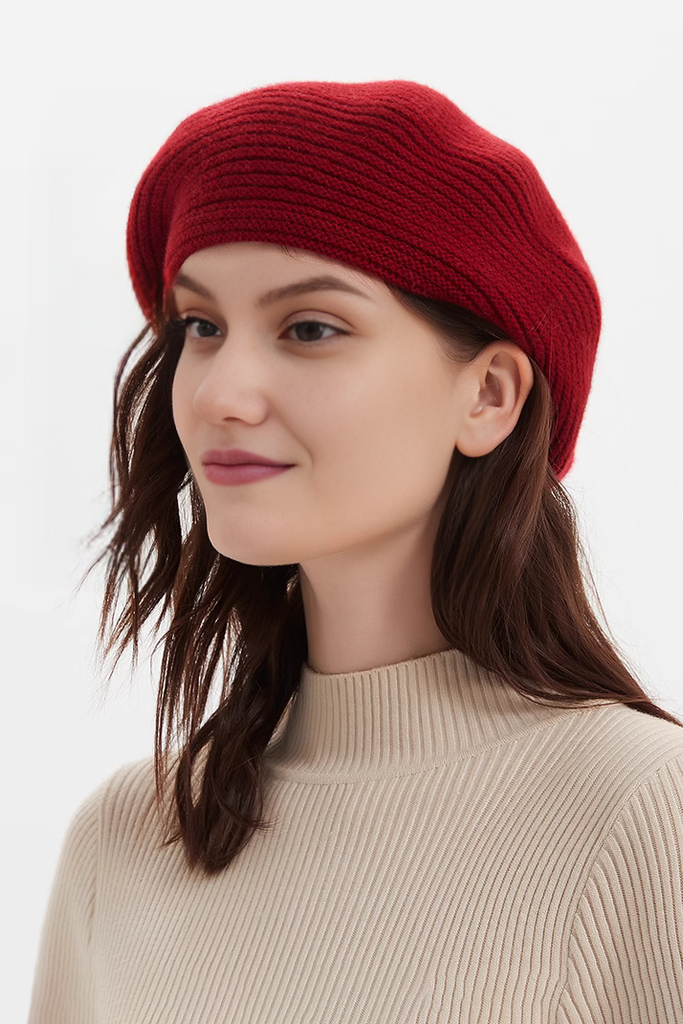 Fibflx Women's 100 Cashmere  French Beret Hats