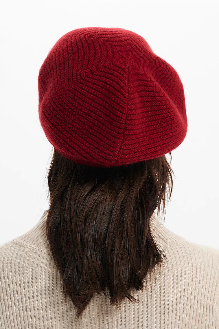 Womens Beret Red Cashmere Beret Knit Beret Hats - Main Image