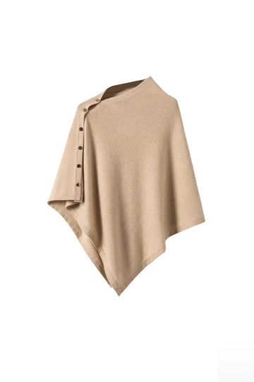 Fibflx Women's 100 Cashmere Button-Up Poncho Sweater