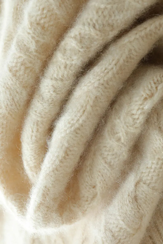 Fibflx Women's 100 Cashmere Cable Knit Midi Sweater Pencil Skirt