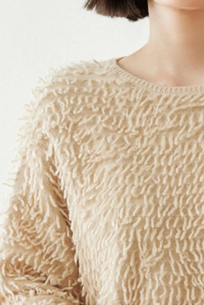 Fibflx Women's 100 Cashmere Chunky Loop-Knit Crewneck Sweater