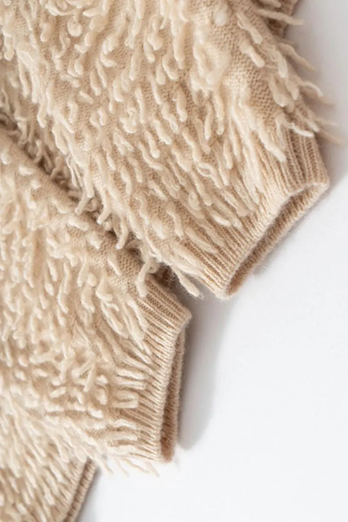 Fibflx Women's 100 Cashmere Chunky Loop-Knit Crewneck Sweater