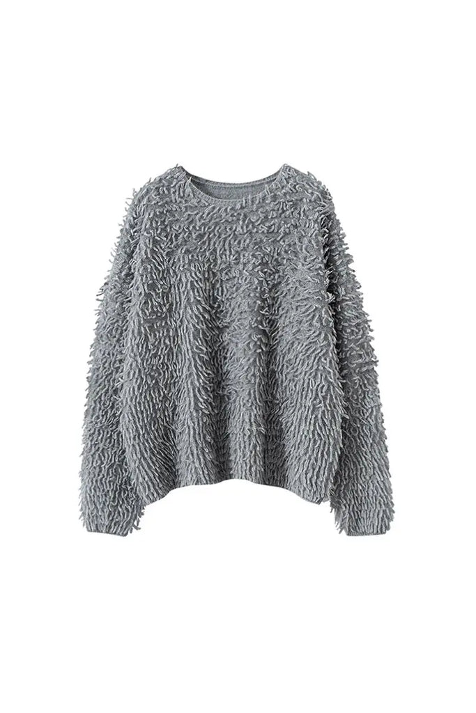 Fibflx Women's 100 Cashmere Chunky Loop-Knit Crewneck Sweater