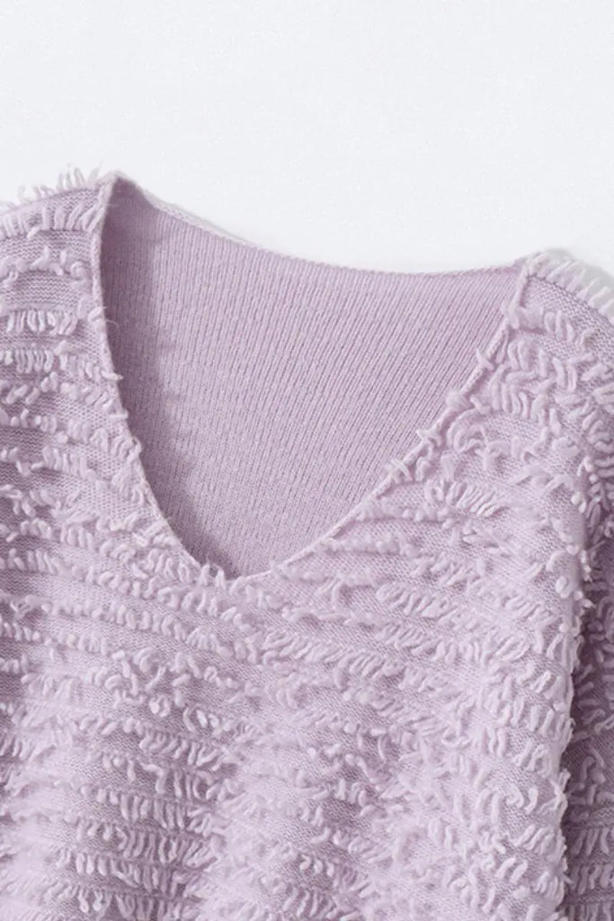 Fibflx Women's 100 Cashmere Chunky Loop-Knit V-Neck Sweater