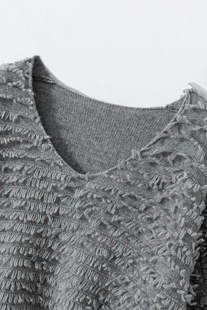 Fibflx Women's 100 Cashmere Chunky Loop-Knit V-Neck Sweater