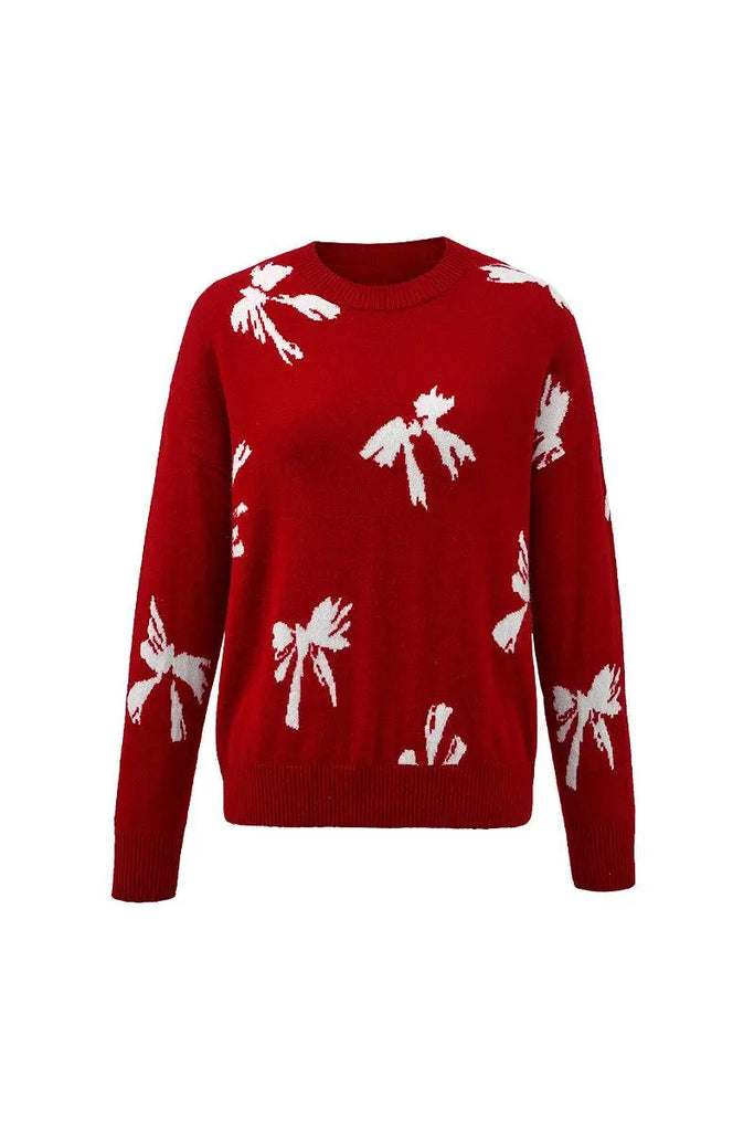 Fibflx Women's 100 Cashmere Crew Neck Bow Sweater