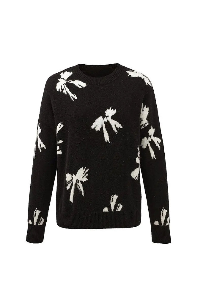 Fibflx Women's 100 Cashmere Crew Neck Bow Sweater