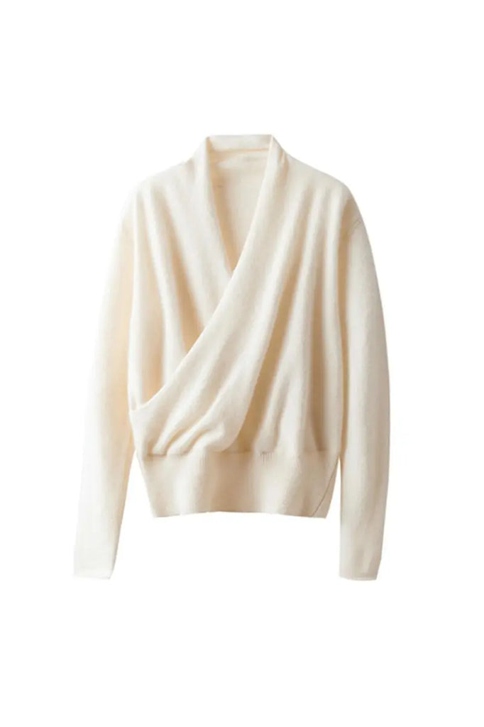 Fibflx Women's 100 Cashmere Faux-Wrap Sweater