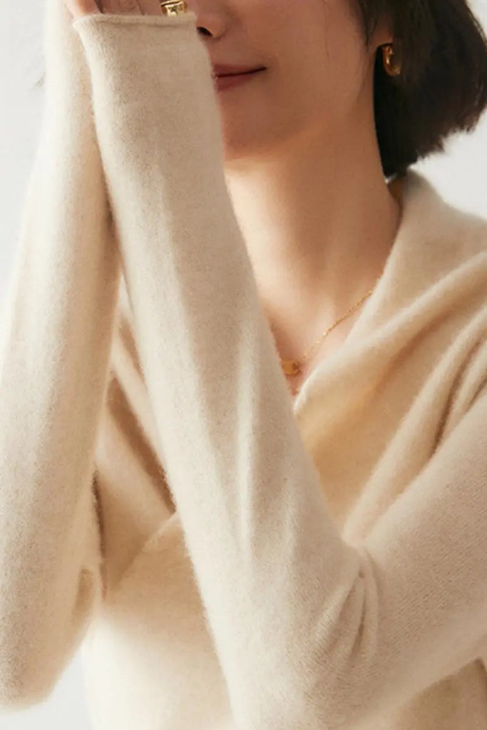 Fibflx Women's 100 Cashmere Faux-Wrap Sweater