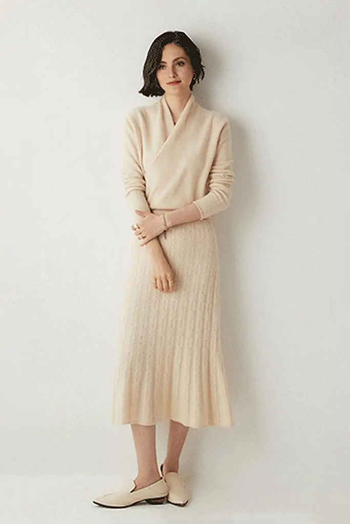 Fibflx Women's 100 Cashmere Faux-Wrap Sweater