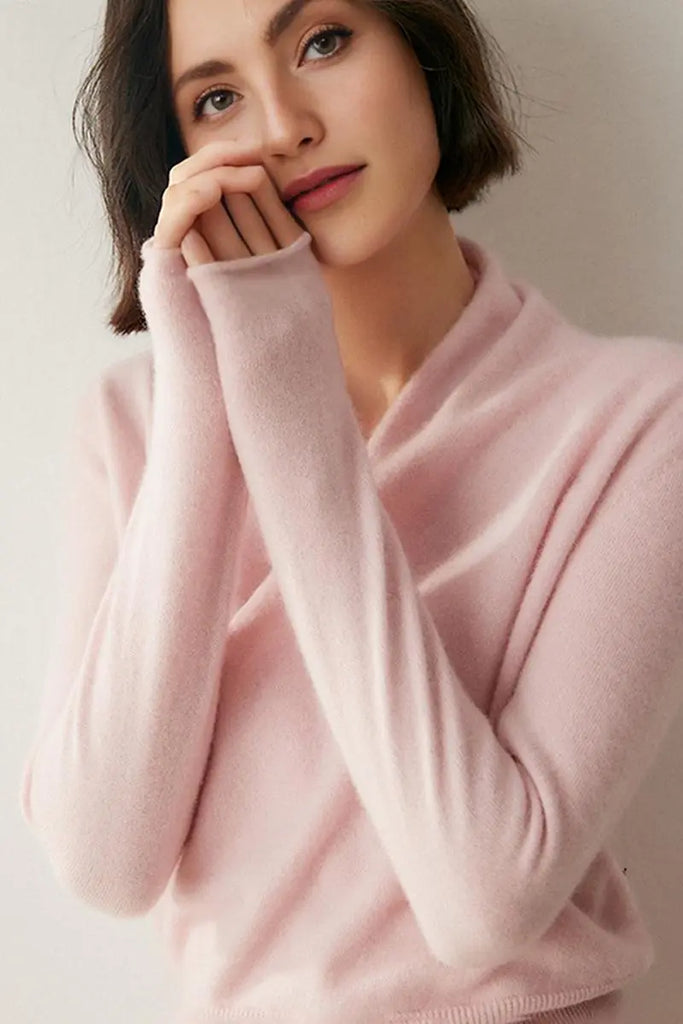 Fibflx Women's 100 Cashmere Faux-Wrap Sweater