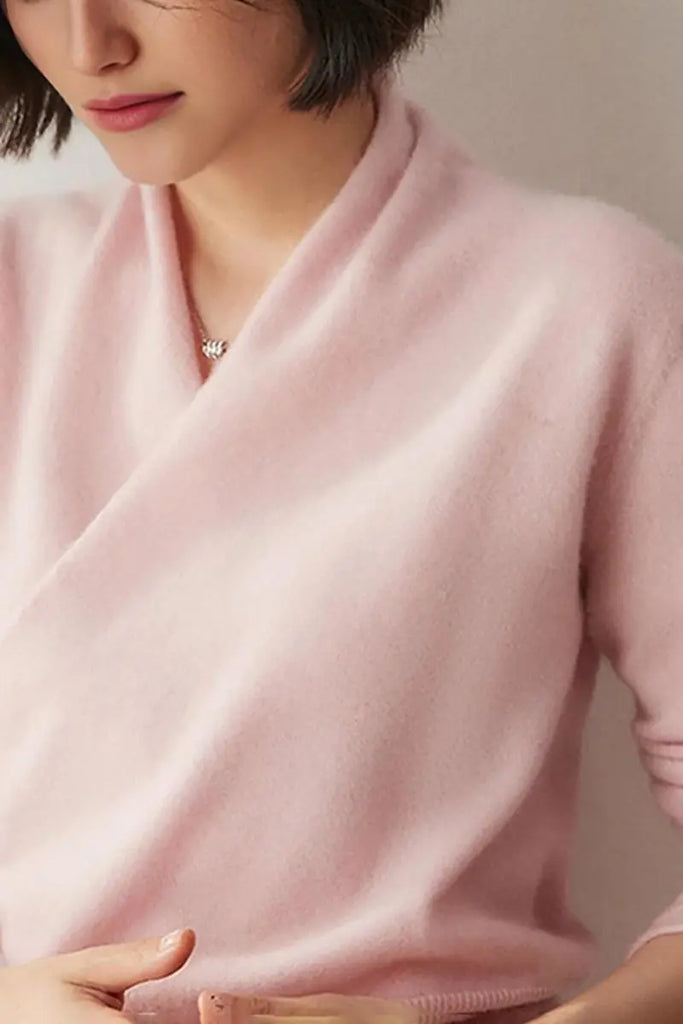 Fibflx Women's 100 Cashmere Faux-Wrap Sweater