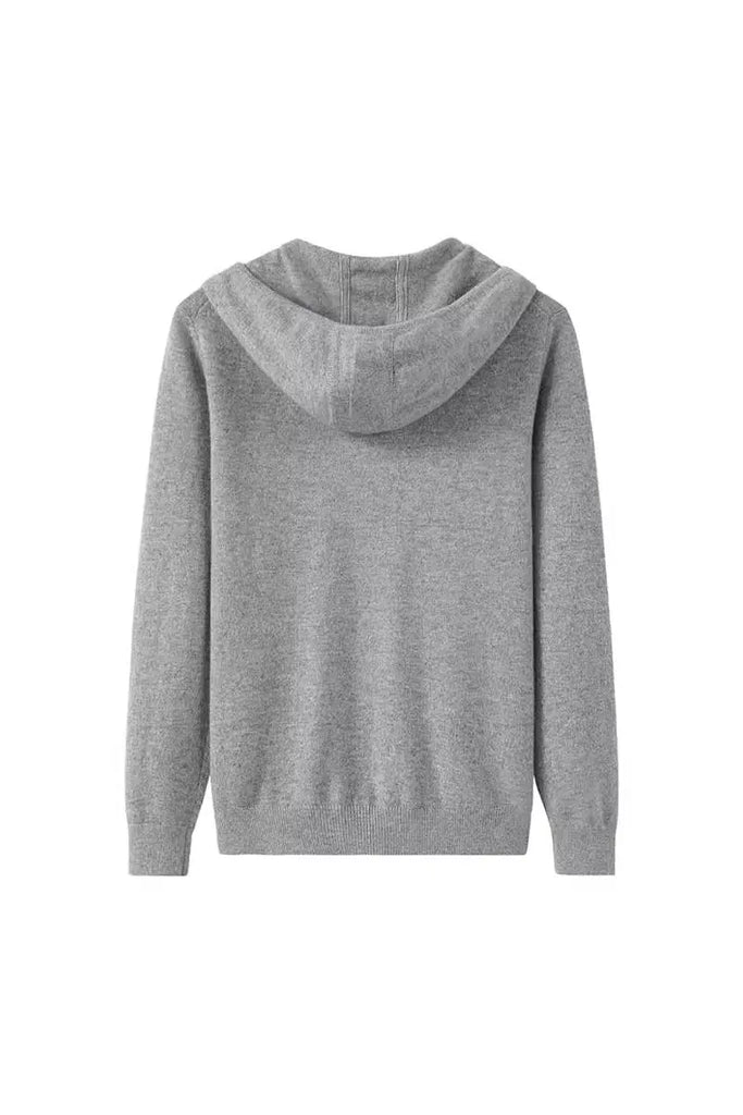 Fibflx Women's 100 Cashmere Hooded Zip-Front Sweater