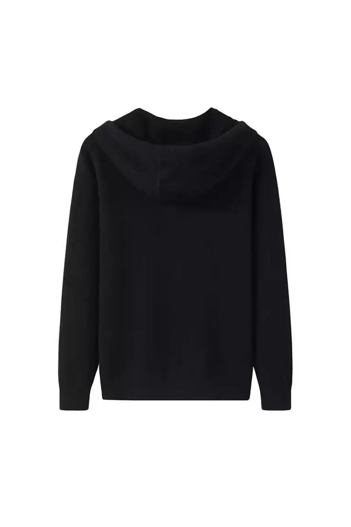 Fibflx Women's 100 Cashmere Hooded Zip-Front Sweater