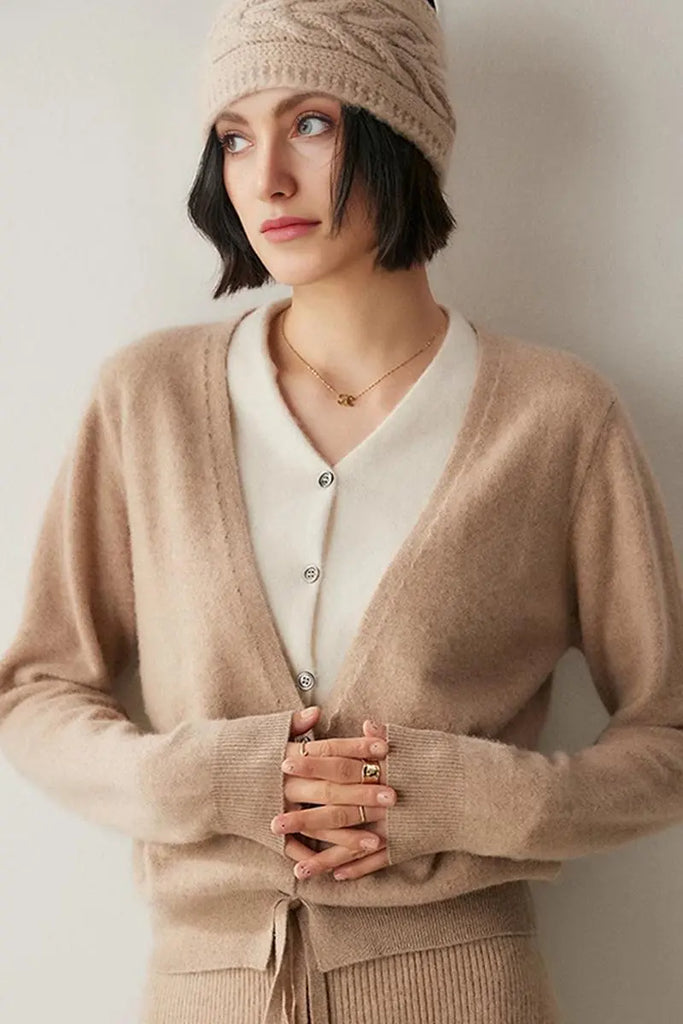 Fibflx Women's 100 Cashmere Layered Colorblocked Cardigan