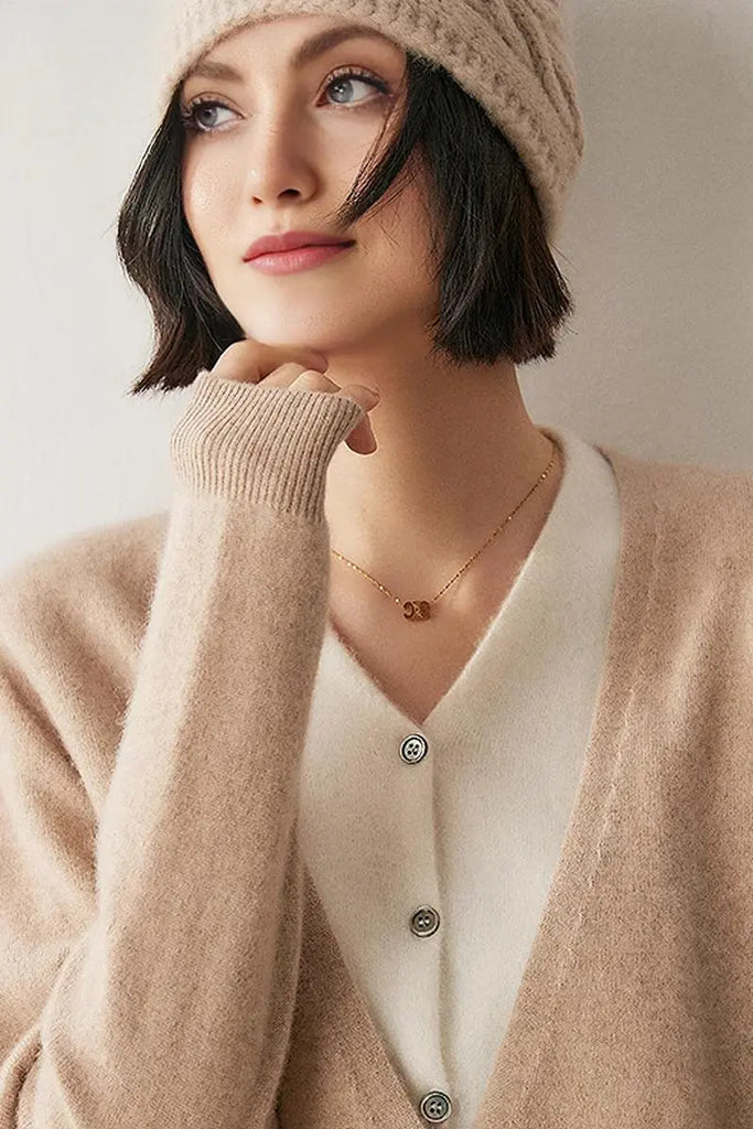 Fibflx Women's 100 Cashmere Layered Colorblocked Cardigan