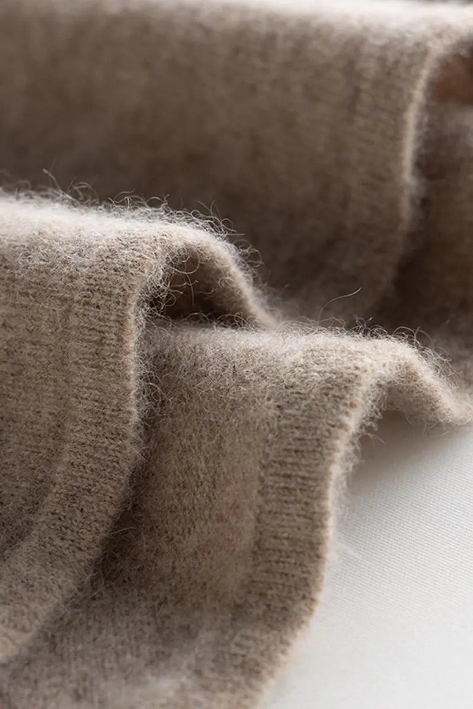 Fibflx Women's 100 Cashmere Midi Sweater Dress with Mandarin-inspired Collar