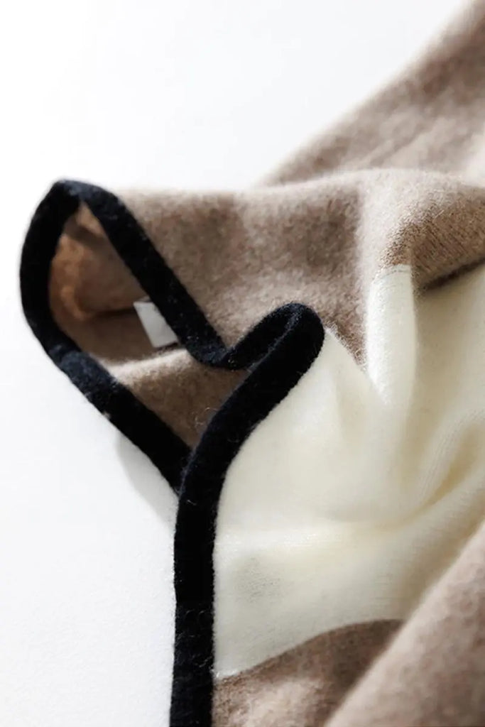 Fibflx Women's 100 Cashmere Plaid Pullover Poncho Sweater