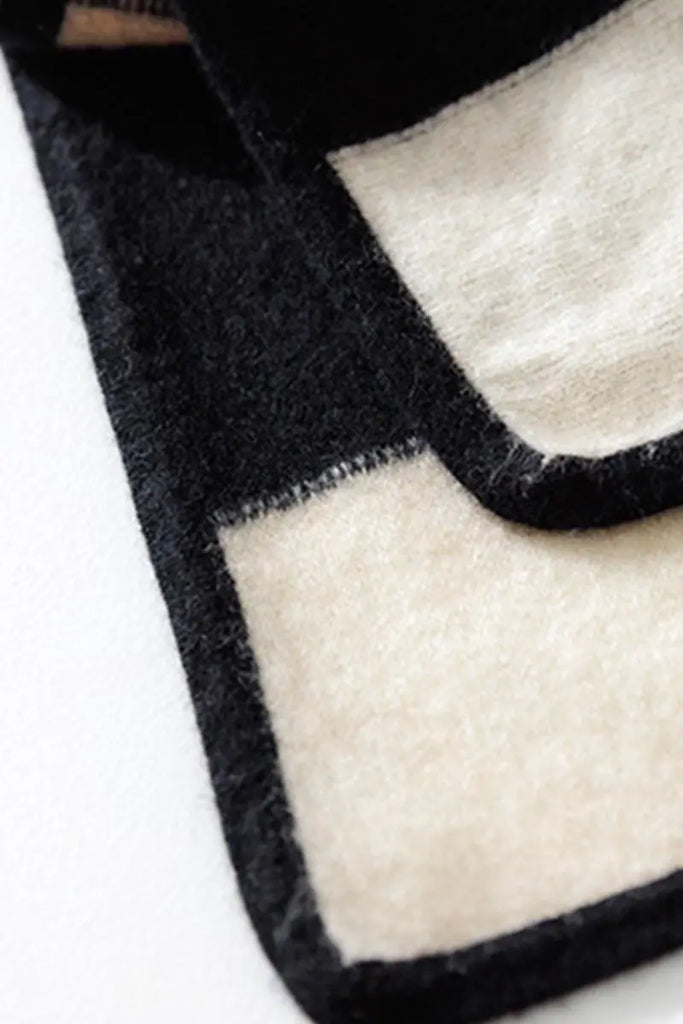 Fibflx Women's 100 Cashmere Plaid Pullover Poncho Sweater