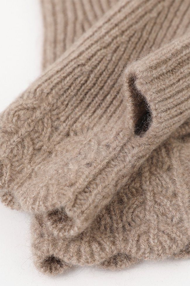 100 Cashmere Ribbed Knit Crochet Fingerless Gloves Fibflx
