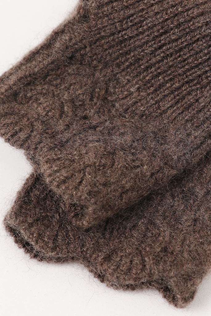 100 Cashmere Ribbed Knit Crochet Fingerless Gloves Fibflx