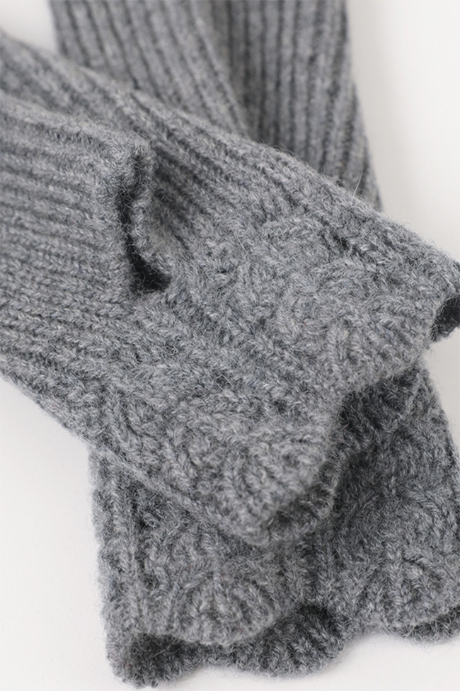 100 Cashmere Ribbed Knit Crochet Fingerless Gloves Fibflx