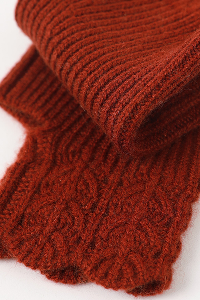 100 Cashmere Ribbed Knit Crochet Fingerless Gloves Fibflx