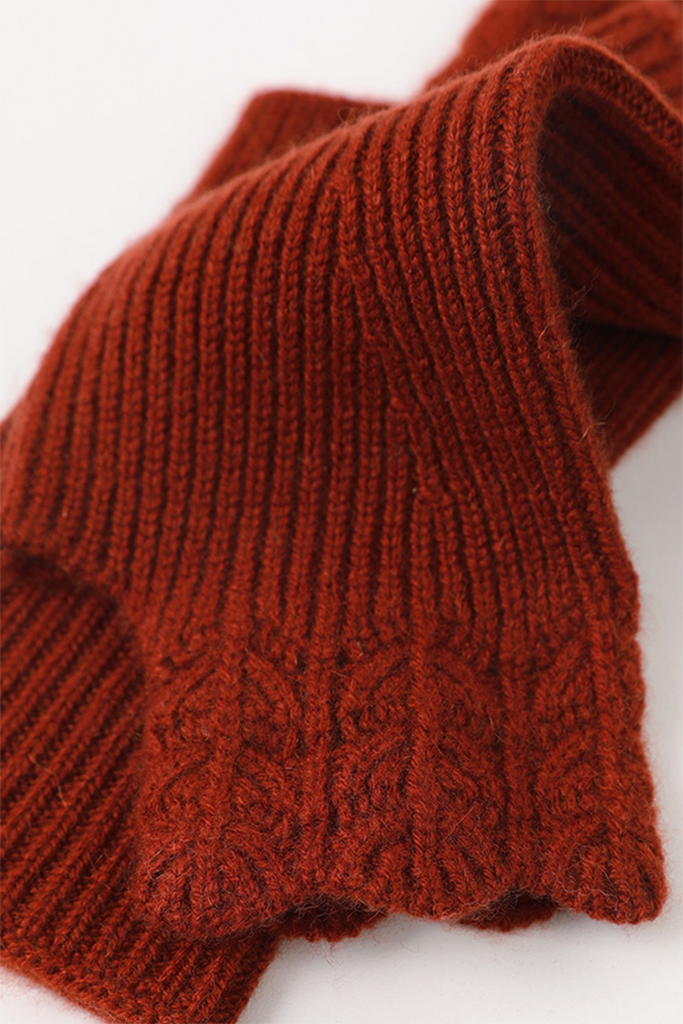 100 Cashmere Ribbed Knit Crochet Fingerless Gloves Fibflx