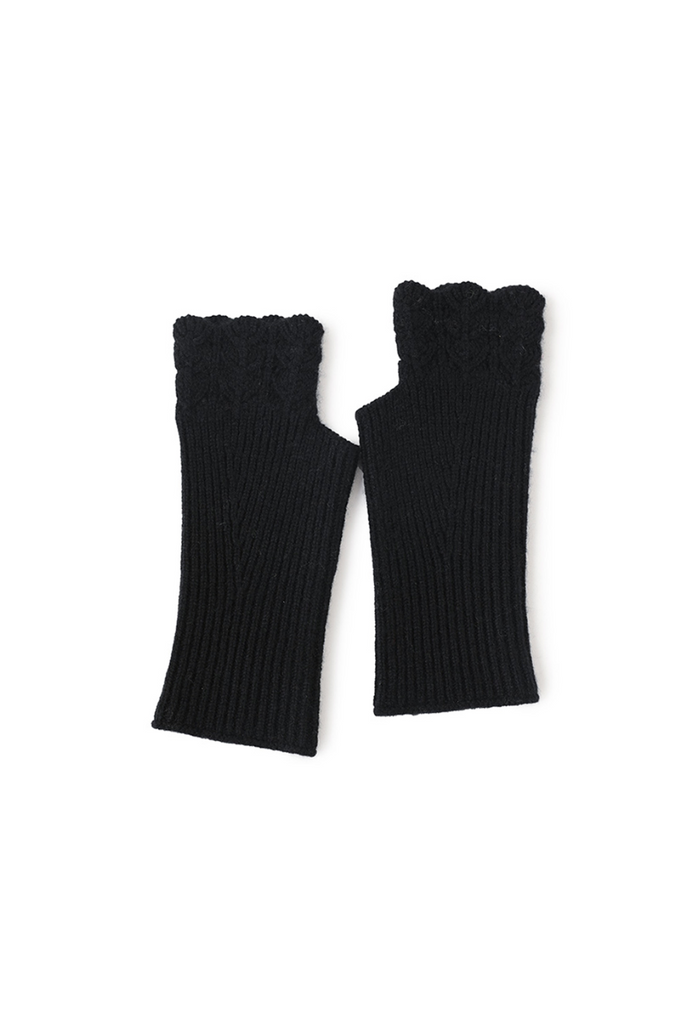 100 Cashmere Ribbed Knit Crochet Fingerless Gloves Fibflx